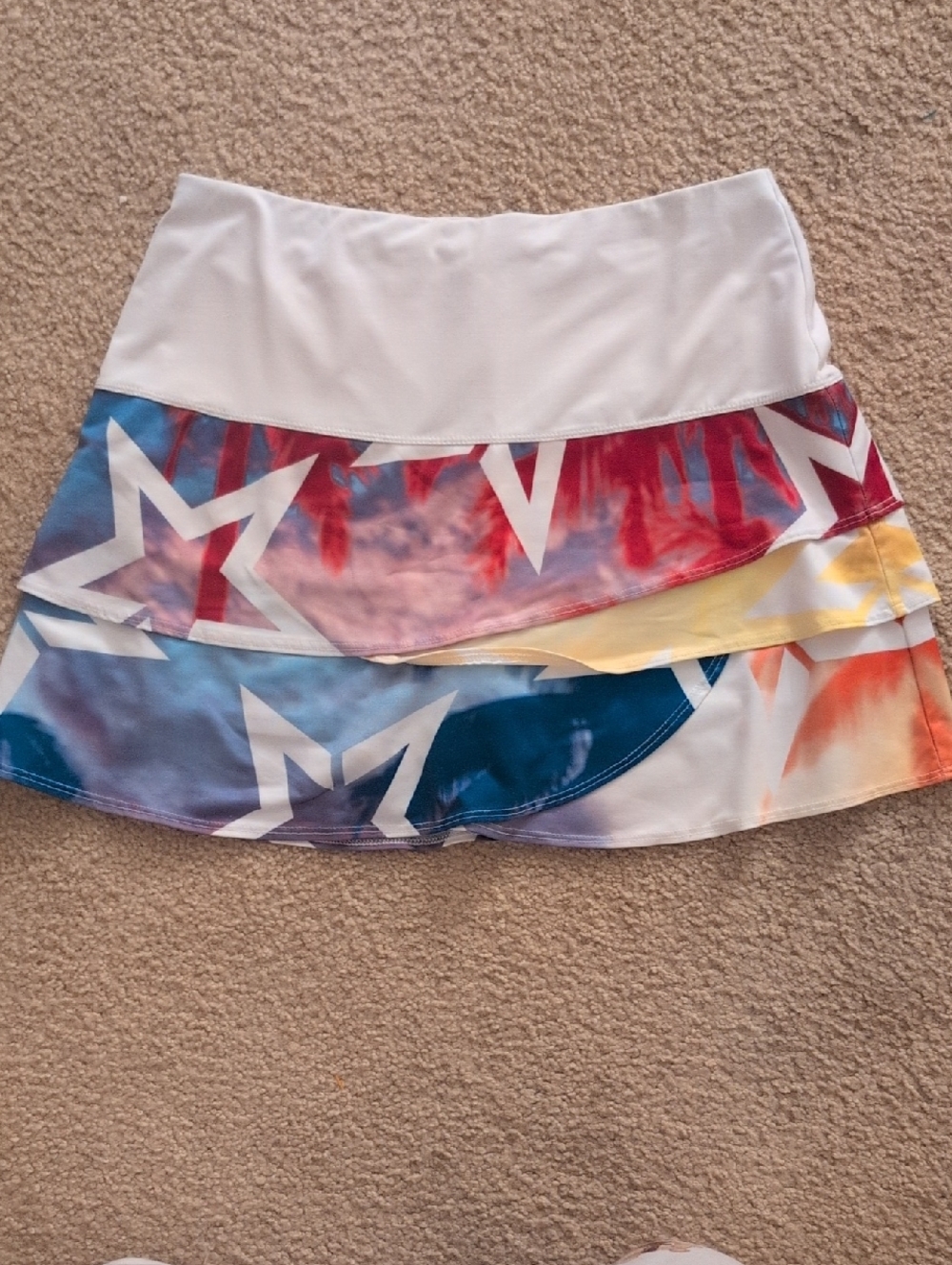 Lucky in Love White Waistband Multicolor Star Print Skort